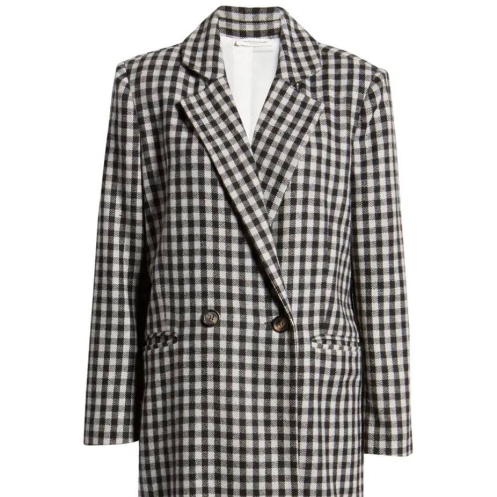 BeachLunchLounge Cait Gingham Long Coat XS - Picture 2 of 7